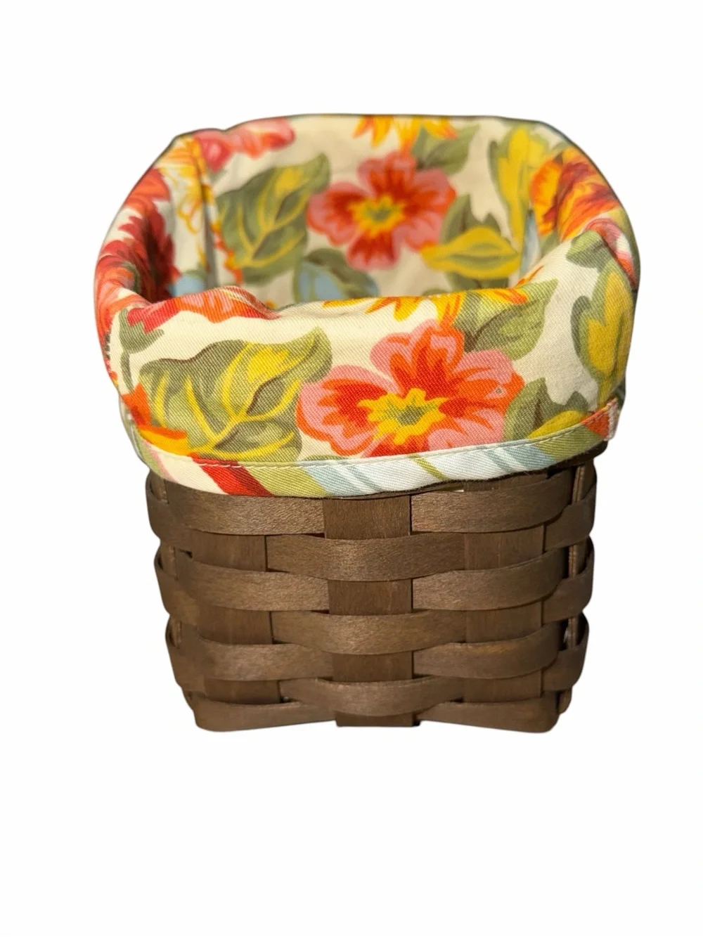 Longaberger Floral Lined Woven Accent Basket